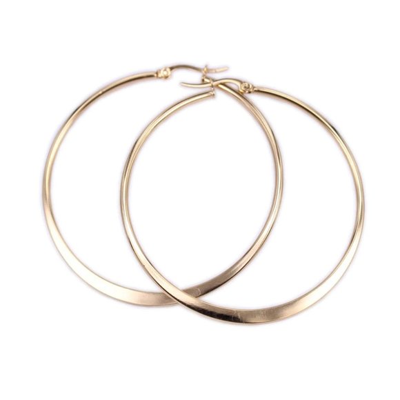 NEW 18K Yellow Gold 2.36'' Round Hoop Earrings - Picture 5 of 5